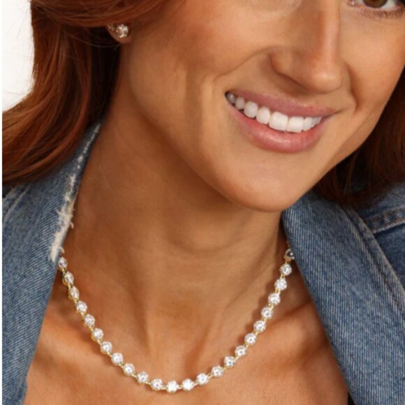 Melinda Maria She's an Icon Tennis Necklace Gold/Diamondettes - Picture 3 of 9